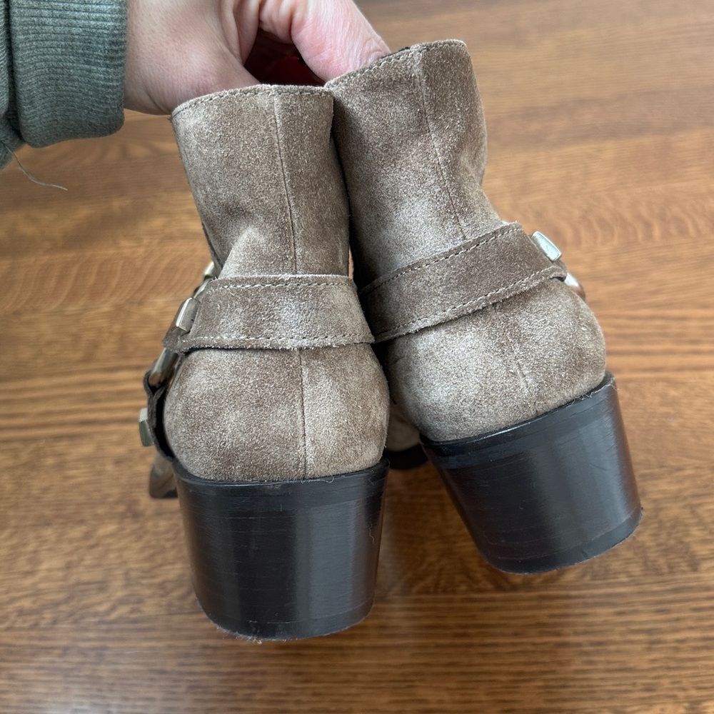AQUATALIA Rosario Weatherproof Suede Boots Western Harness Strap Brown 6.5 - Picture 4 of 10